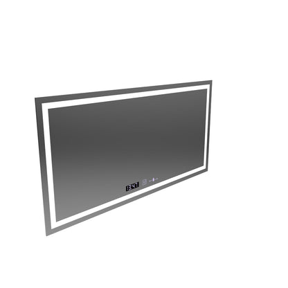 Miroir LED rectangulaire, 120x60cm, Verite MotionGlow Marcello, système anti-buée, horloge et thermomètre, intensité variable