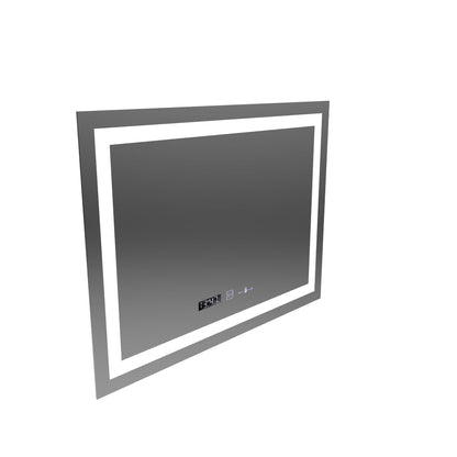 Miroir LED rectangulaire, 80x60 cm, Verite MotionGlow Marcello, système anti-buée, horloge et thermomètre, intensité variable