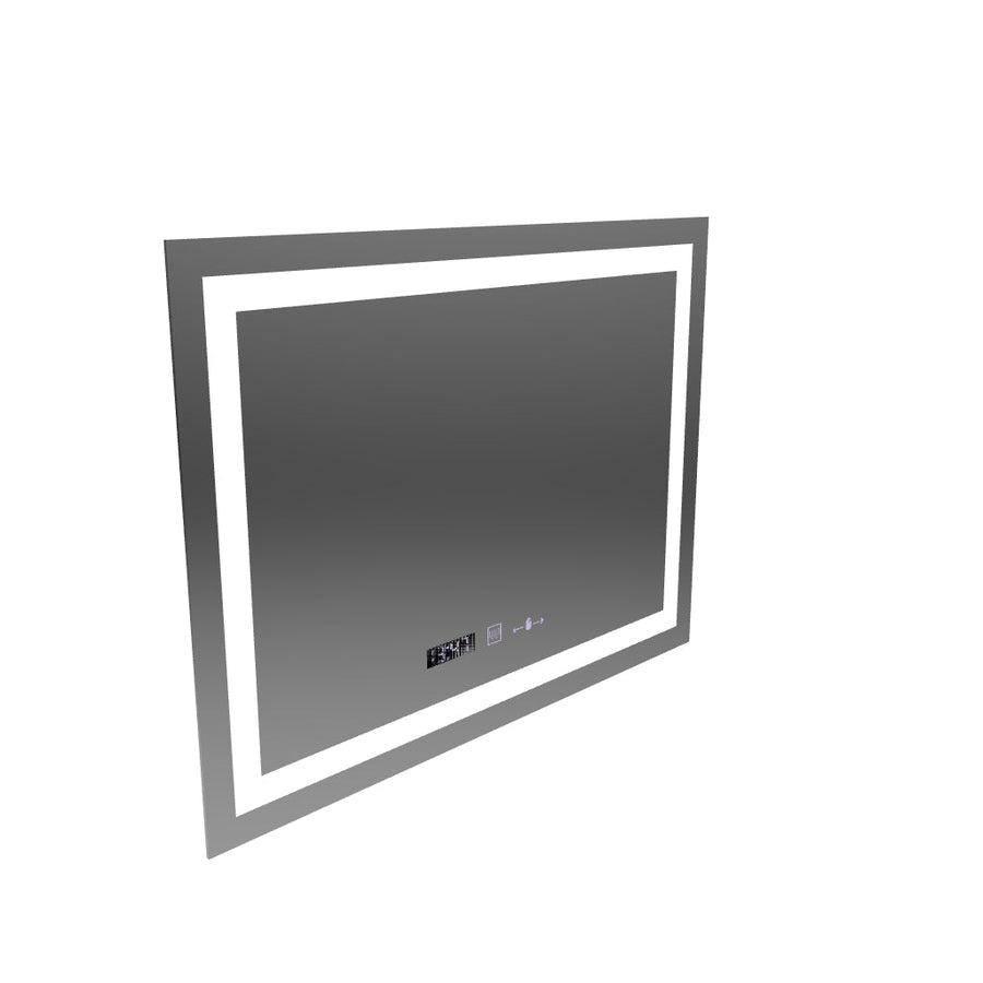 Miroir LED rectangulaire, 80x60 cm, Verite MotionGlow Marcello, système anti-buée, horloge et thermomètre, intensité variable