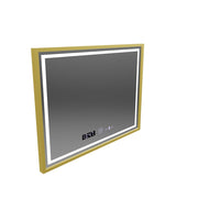 Miroir LED rectangulaire, 80x60 cm, Verite Royale Gold MotionGlow Marcello, système anti-buée, horloge et thermomètre, intensité variable