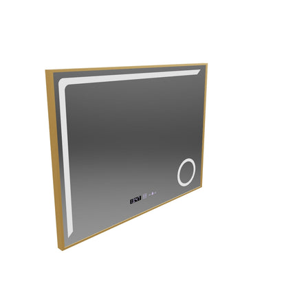 Miroir LED avec capteur MotionGlow Rosalia 80 x 60 cm Lumière chaude/froide/neutre Système anti-buée à intensité variable Thermomètre Horloge Collection Marcello Funghi
