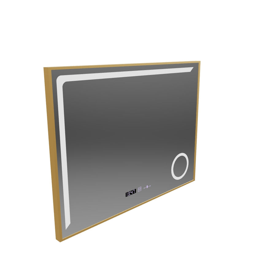Miroir LED avec capteur MotionGlow Rosalia 80 x 60 cm Lumière chaude/froide/neutre Système anti-buée à intensité variable Thermomètre Horloge Collection Marcello Funghi