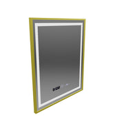 Miroir LED rectangulaire, 75x90 cm, Verite Royale Gold MotionGlow Marcello, système anti-buée, horloge et thermomètre, intensité variable