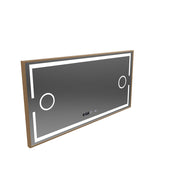 Miroir LED MotionGlow Capteur Isabell avec fonction désembuage Thermomètre Horloge 120x80 cm Lumière Chaude/Froide/Neutre Intensité Variable, Cadre Brossé Or Rose, Collection Marcello Funghi