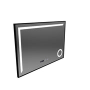 Miroir LED avec capteur MotionGlow Sofia avec fonction anti-buée Thermomètre Horloge 110x75 cm Lumière Chaude/Froide/Neutre Intensité Variable, Cadre Noir Brossé, Collection Marcello Funghi