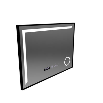 Miroir LED Francesca MotionGlow Sensor 80x60 cm Lumière Chaude/Froide/Neutre Cadre Intensité Variable Noir Brossé Système de Désembuage Thermomètre Horloge Collection Marcello Funghi