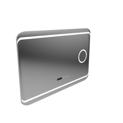 Miroir LED rectangulaire, 120x80cm, Definition MotionGlow Marcello, système anti-buée, horloge et thermomètre, loupe cosmétique, variable