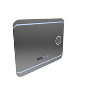 Miroir LED rectangulaire, 80x60 cm, style MotionGlow Marcello, système antibuée, horloge et thermomètre, loupe cosmétique, intensité variable