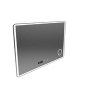 Miroir LED rectangulaire 120x80 Aura Riflesso Puro MotionGlow Marcello, système anti-buée, thermomètre et horloge, dimmable