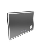 Miroir LED rectangulaire, 90x60 cm, Velour MotionGlow Marcello, système anti-buée, horloge et thermomètre, loupe cosmétique, intensité variable