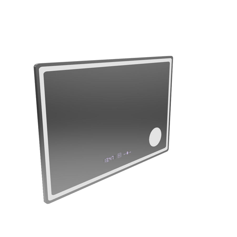 Miroir LED rectangulaire, 90x60 cm, Velour MotionGlow Marcello, système anti-buée, horloge et thermomètre, loupe cosmétique, intensité variable