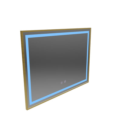 Miroir LED Touch Kariri, 80x60 cm, fonction anti-buée, cadre brossé Or Rose