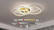 RINOVA Lustre LED avec Télécommande, 4 cercles, 112W, Lumière Chaude/Froide/Neutre, Intensité Variable, Or
