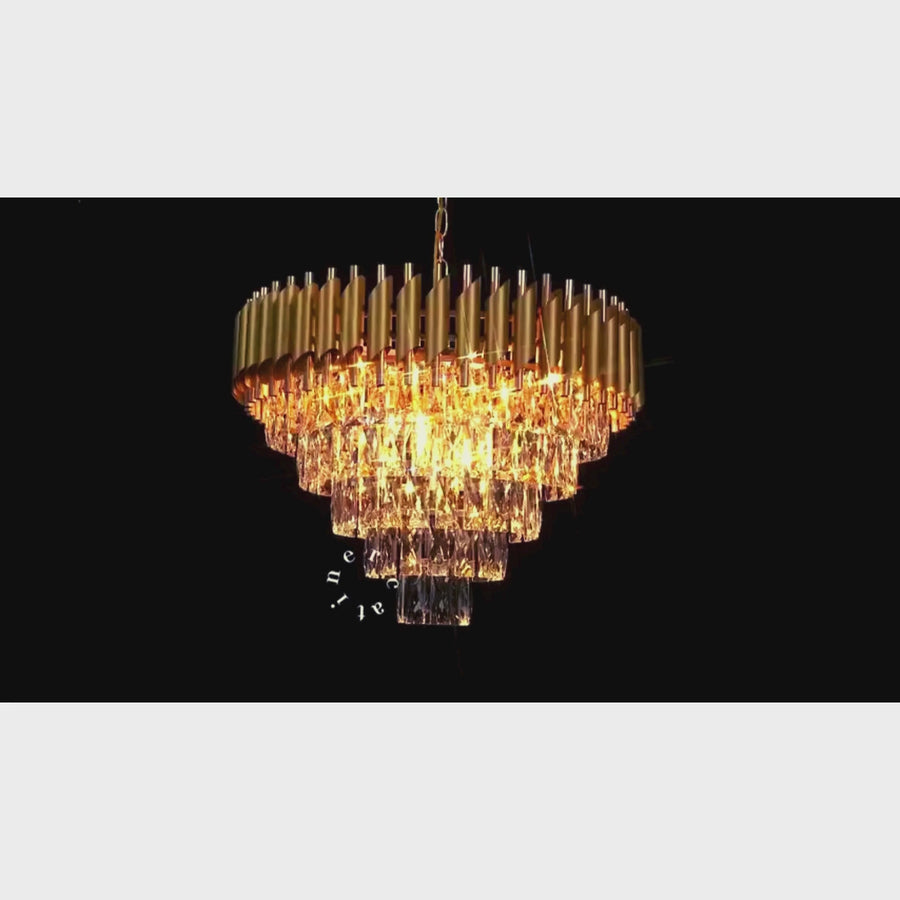 Lustre en cristal VERSAILLES Elegance 8x E14, diamètre 49cm, doré, hauteur réglable