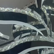 Lustre LED avec télécommande et cristal Alejandro 160W, 9 Fleurs, Lumière Froide/Chaude/Neutre, Dimable, Chrome Brillant