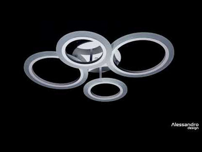 Lustre LED avec télécommande BETTY 43W, 4 Cercles, Lumière Froide/Chaude/Neutre, Dimmable, Blanc