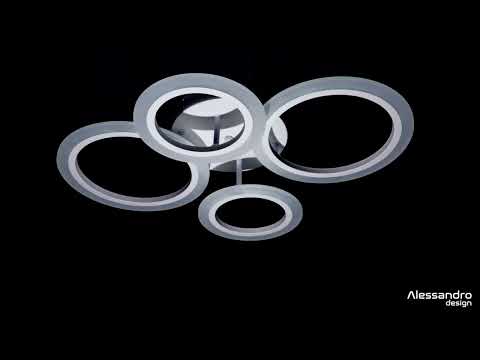 Lustre LED avec télécommande BETTY 43W, 4 Cercles, Lumière Froide/Chaude/Neutre, Dimmable, Blanc