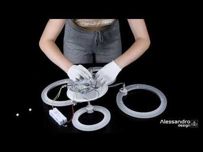 Lustre LED avec télécommande BETTY 43W, 4 Cercles, Lumière Froide/Chaude/Neutre, Dimmable, Blanc