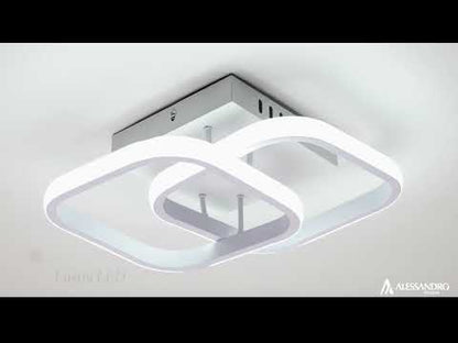 Lustre LED VERTEX Matrix, diamants superposés, cadres métalliques, 11 W, 2 diamants, lumière froide/chaude/neutre 3000K/4000K/6000K, blanc