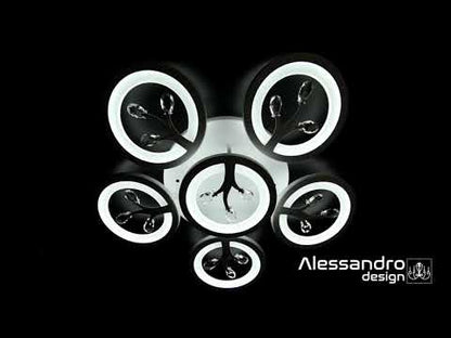 Lustre LED avec télécommande et cristal DAISY 72W, 6 éléments, Lumière Froide/Chaude/Neutre, Dimmable, Blanc