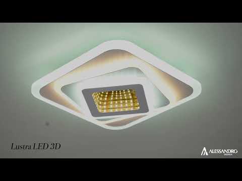 Lustre LED NEXA 3D 46W, Carré, Lumière Froide/Chaude/Neutre, Blanc