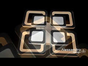 Lustre LED avec télécommande SUSAN 96W, 4 carrés, Lumière Froide/Chaude/Neutre, Dimmable, Blanc