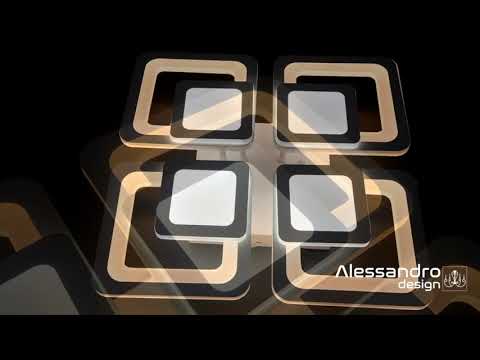 Lustre LED avec télécommande SUSAN 96W, 4 carrés, Lumière Froide/Chaude/Neutre, Dimmable, Blanc