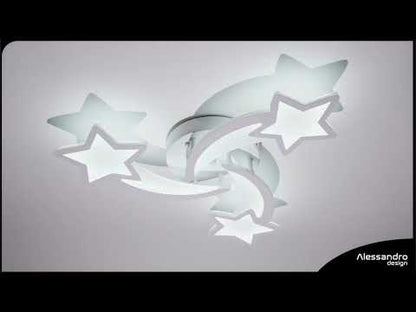 Lustre LED avec télécommande IPOMOEA 51W, 3 Étoiles, Lumière Froide/Chaude/Neutre, Dimmable, Blanc