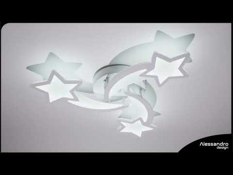 Lustre LED avec télécommande IPOMOEA 51W, 3 Étoiles, Lumière Froide/Chaude/Neutre, Dimmable, Blanc