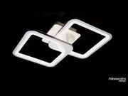 Lustre LED avec télécommande ZOE 69W, 2 Carrés, Lumière Froide/Chaude/Neutre, Dimmable, Blanc