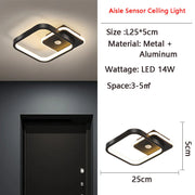 Lustre LED avec détecteur de mouvement PS510BK, 16W, lumière froide/chaude/neutre 3000K/4000K/6000K, métal et acrylique