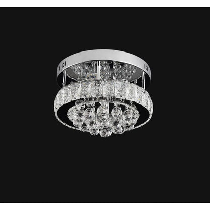 Lustre LED en cristal ABEL 24W, Diamètre 47cm, Lumière Froide/Chaude/Neutre, Chrome Brillant