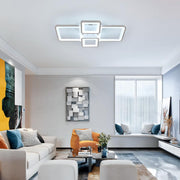 Lustre LED avec télécommande ELLA 67W, 4 carrés, Lumière Froide/Chaude/Neutre, Dimmable, Blanc