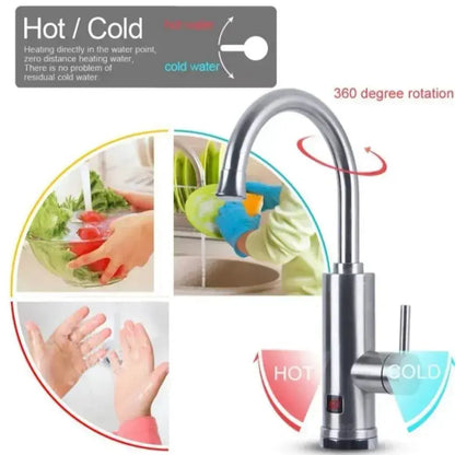 Robinet électrique instantané pour eau chaude, écran LCD, chrome, LZ701SS