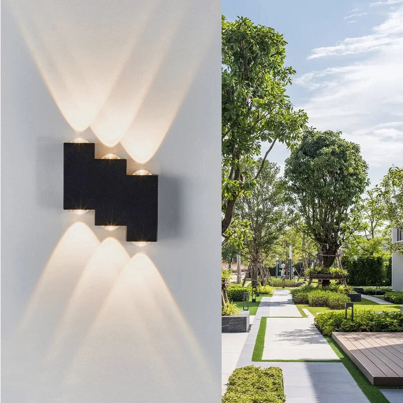 Applique murale LED extérieure et intérieure, 4 Sources x 1W, IP65, ABS, Noir, 3000K