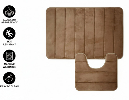 Lot de 3 tapis de bain, 50x40 cm, bleu, antidérapant