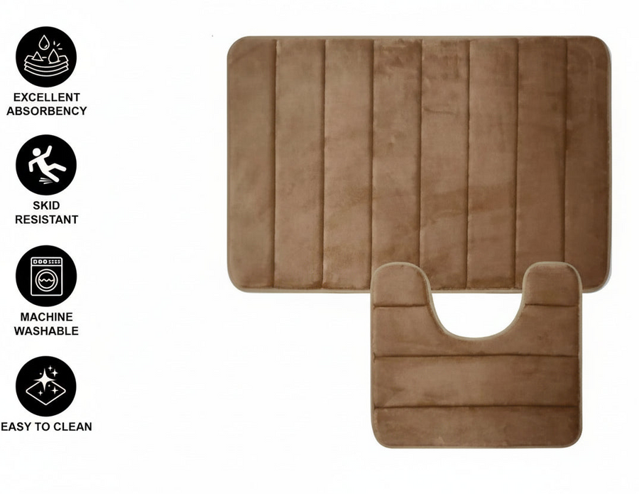 Lot de 3 tapis de bain, 50x40 cm, bleu, antidérapant