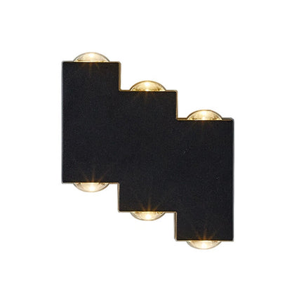 Applique murale LED extérieure et intérieure, 4 Sources x 1W, IP65, ABS, Noir, 3000K