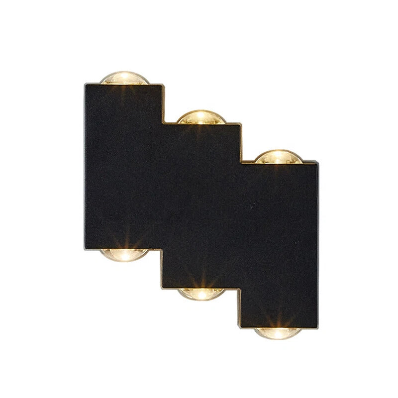 Applique murale LED extérieure et intérieure, 4 Sources x 1W, IP65, ABS, Noir, 3000K