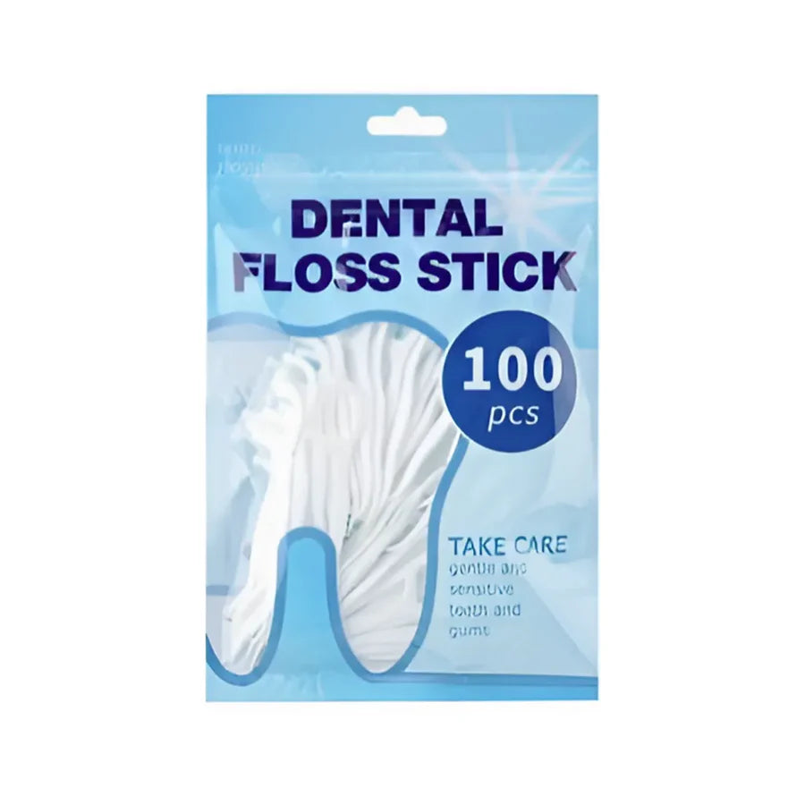 Lot de 100 cure-dents avec fil dentaire