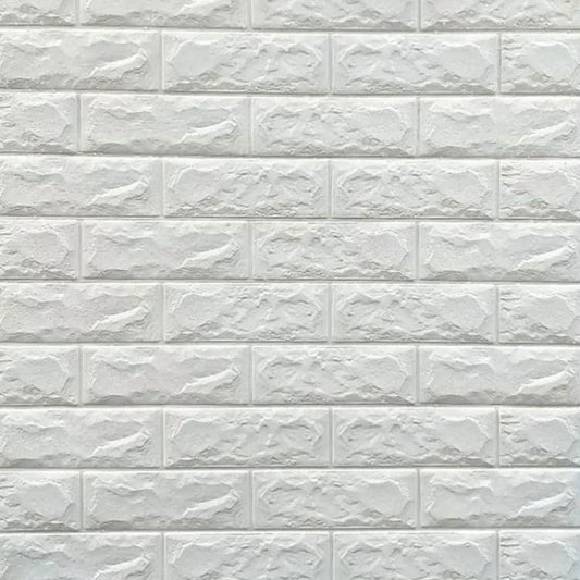 Lot de 10x papier peint 3D autocollant briques blanches en mousse souple, 70cm x 77cm x 2 mm