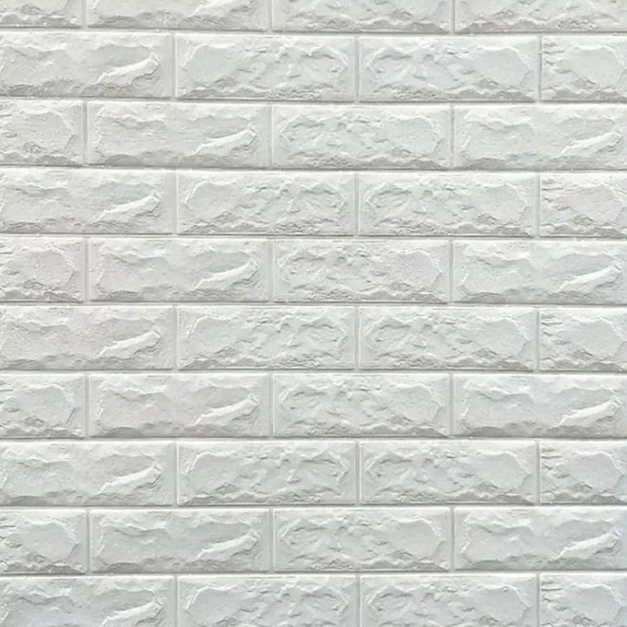 Lot de 10x papier peint 3D autocollant briques blanches en mousse souple, 70cm x 77cm x 2 mm
