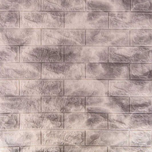 Lot de 10x papier peint brique 3D autocollant gris en mousse souple, 77cm x 70cm x 6mm