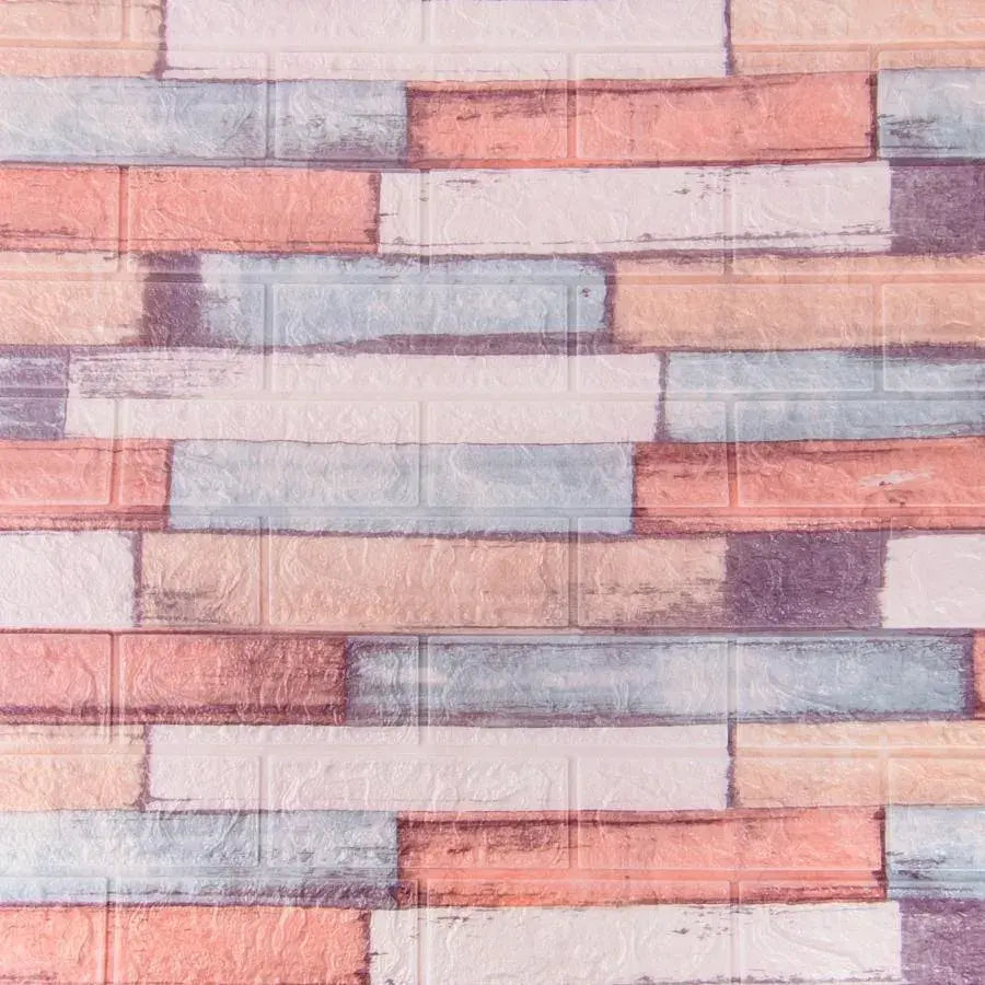 Lot de 10x papier peint autocollant 3D Briques multicolores en mousse souple, 77cm x 70cm x 6mm