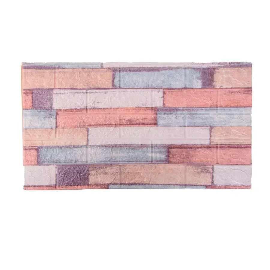 Lot de 10x papier peint autocollant 3D Briques multicolores en mousse souple, 77cm x 70cm x 6mm