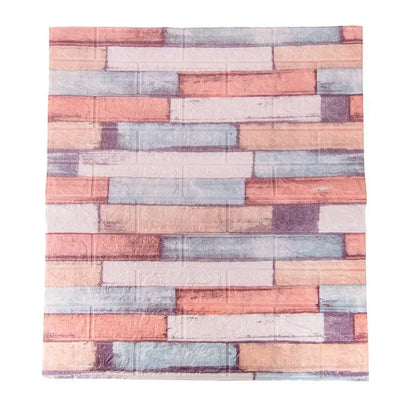 Lot de 10x papier peint autocollant 3D Briques multicolores en mousse souple, 77cm x 70cm x 6mm