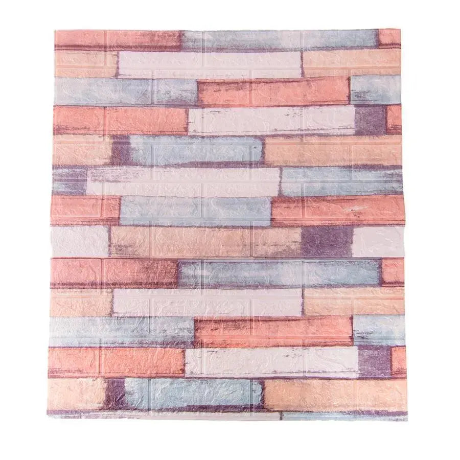 Lot de 10x papier peint autocollant 3D Briques multicolores en mousse souple, 77cm x 70cm x 6mm