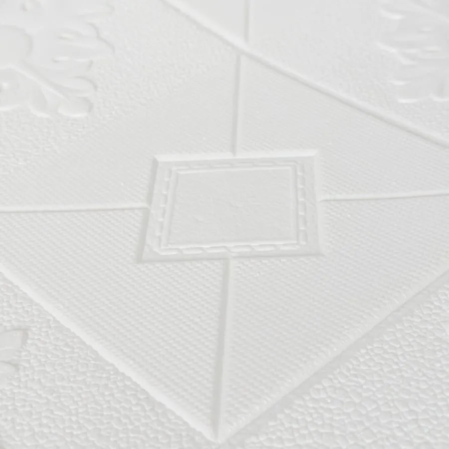 Lot de 10 papiers peints autocollants 3D en mousse souple, 70 cm x 70 cm x 2 mm, blanc