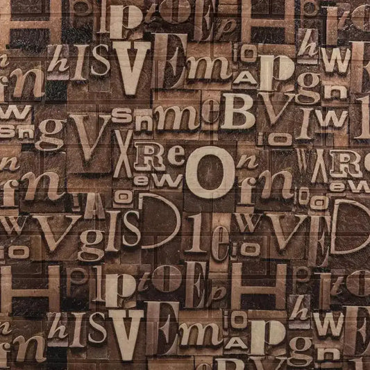 Lot de 10 papiers peints autocollants 3D en mousse souple marron, 80 cm x 70 cm x 6 mm, motif lettres marron clair