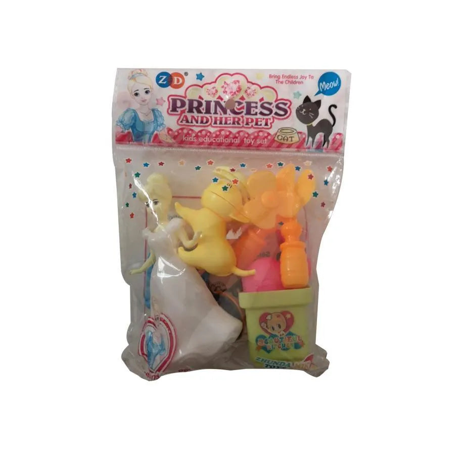 Ensemble de jouets en plastique princesse et chaton, Plastique, 9 pièces